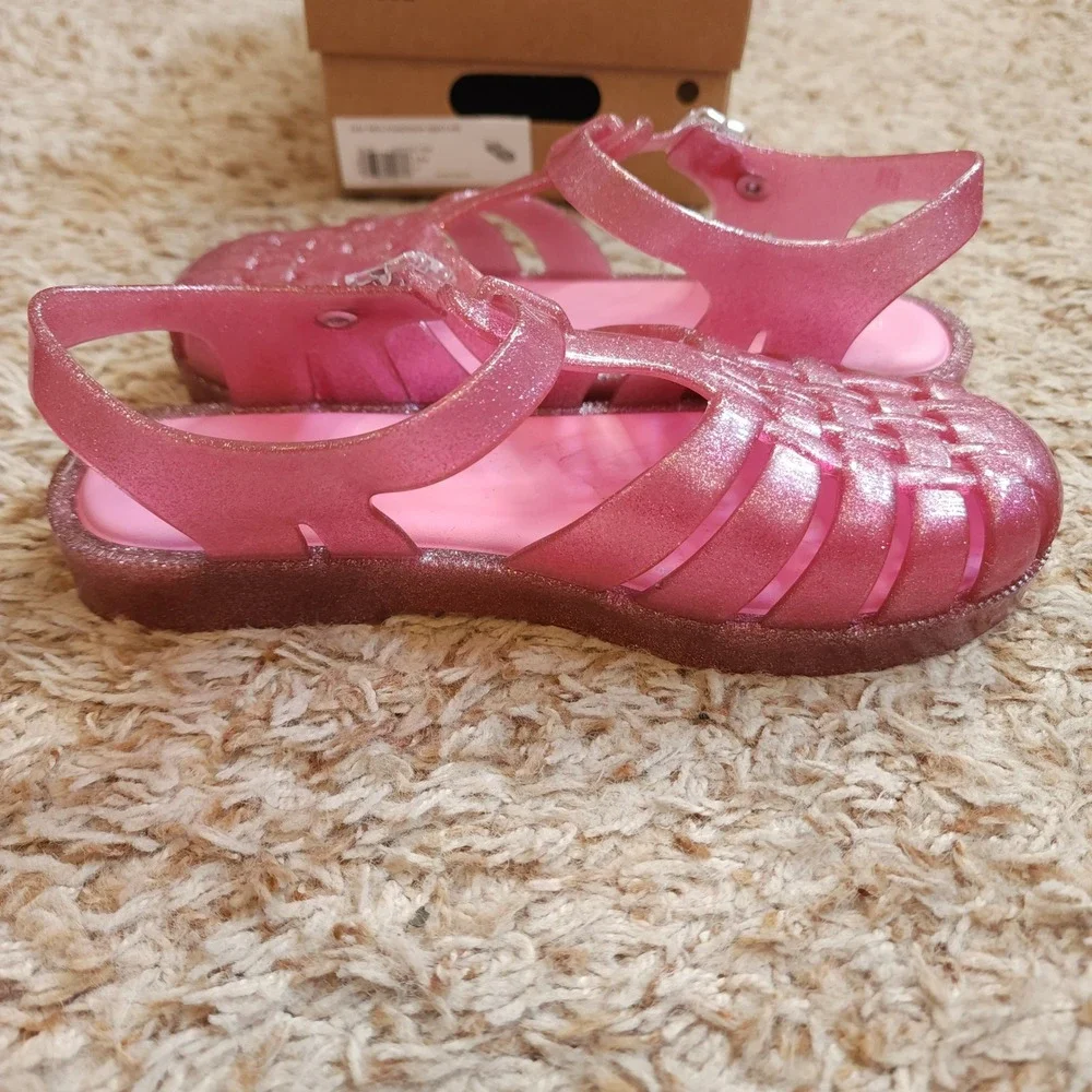 Mini Melissa Possession Shiny INF Sandals Kids Size 4 Glitter Pink Jelly Shoes